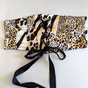 Vintage Rare Animal Print Cincher Corset Romantic Cosplay Costume